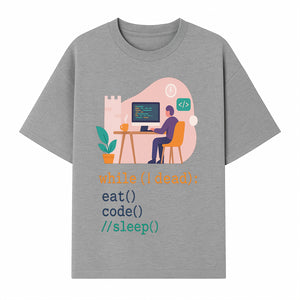 Funny Programmer Wall Art - While I Dead: Eat, Code, Sleep - Tech Decor for Developers, Coding Humor Print - T-shirt 1758004724606.jpg