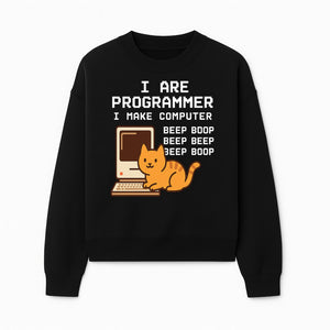 Funny Programmer Cat Design T-Shirt - I Make Computer Beep Boop - Geeky Gift for Tech Lovers and Cat Owners - Sweatshirt 1758004725235.jpg