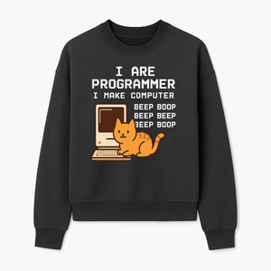 Funny Programmer Cat Design T-Shirt - I Make Computer Beep Boop - Geeky Gift for Tech Lovers and Cat Owners - Sweatshirt 1758004725400.jpg