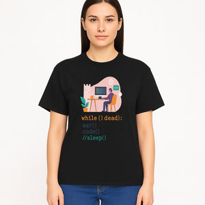 Funny Programmer Wall Art - While I Dead: Eat, Code, Sleep - Tech Decor for Developers, Coding Humor Print - T-shirt 1758004726057.jpg