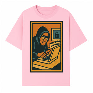 Cybersecurity Art Print - Hacker with Computer and Lock Design - Digital Security Wall Decor - Retro Illustration - T-shirt 1758004726362.jpg
