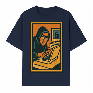 Cybersecurity Art Print - Hacker with Computer and Lock Design - Digital Security Wall Decor - Retro Illustration - T-shirt 1758004726656.jpg