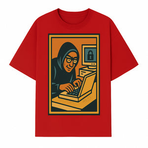 Cybersecurity Art Print - Hacker with Computer and Lock Design - Digital Security Wall Decor - Retro Illustration - T-shirt 1758004726799.jpg
