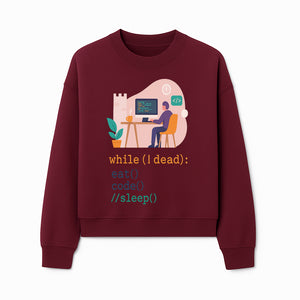 Funny Programmer Wall Art - While I Dead: Eat, Code, Sleep - Tech Decor for Developers, Coding Humor Print - Sweatshirt 1758004727247.jpg