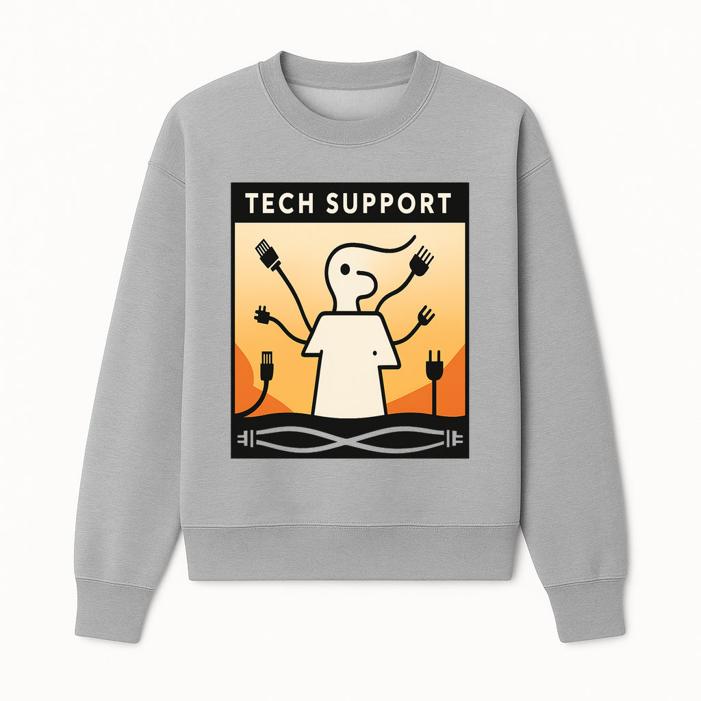 Tech Support Wall Art - Modern Illustration of Tech Guy with Cables, Geeky Decor for Home Office or Workspace - Sweatshirt 1758004728491.jpg