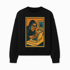 Cybersecurity Art Print - Hacker with Computer and Lock Design - Digital Security Wall Decor - Retro Illustration - Sweatshirt 1758004728788.jpg