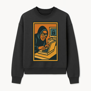 Cybersecurity Art Print - Hacker with Computer and Lock Design - Digital Security Wall Decor - Retro Illustration - Sweatshirt 1758004728951.jpg
