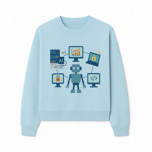 AI Robot Technology Illustration for Data Security, Analytics, and Coding - Digital Art Print for Tech Enthusiasts - Sweatshirt 1758004729026.jpg