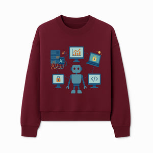 AI Robot Technology Illustration for Data Security, Analytics, and Coding - Digital Art Print for Tech Enthusiasts - Sweatshirt 1758004729318.jpg