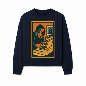 Cybersecurity Art Print - Hacker with Computer and Lock Design - Digital Security Wall Decor - Retro Illustration - Sweatshirt 1758004729901.jpg