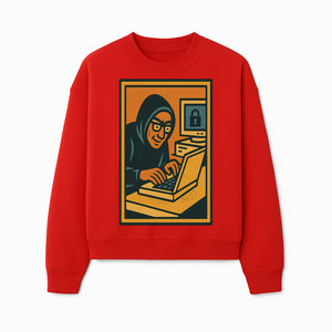 Cybersecurity Art Print - Hacker with Computer and Lock Design - Digital Security Wall Decor - Retro Illustration - Sweatshirt 1758004730061.jpg
