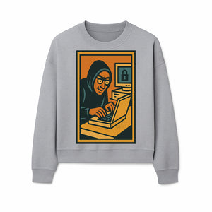 Cybersecurity Art Print - Hacker with Computer and Lock Design - Digital Security Wall Decor - Retro Illustration - Sweatshirt 1758004730213.jpg