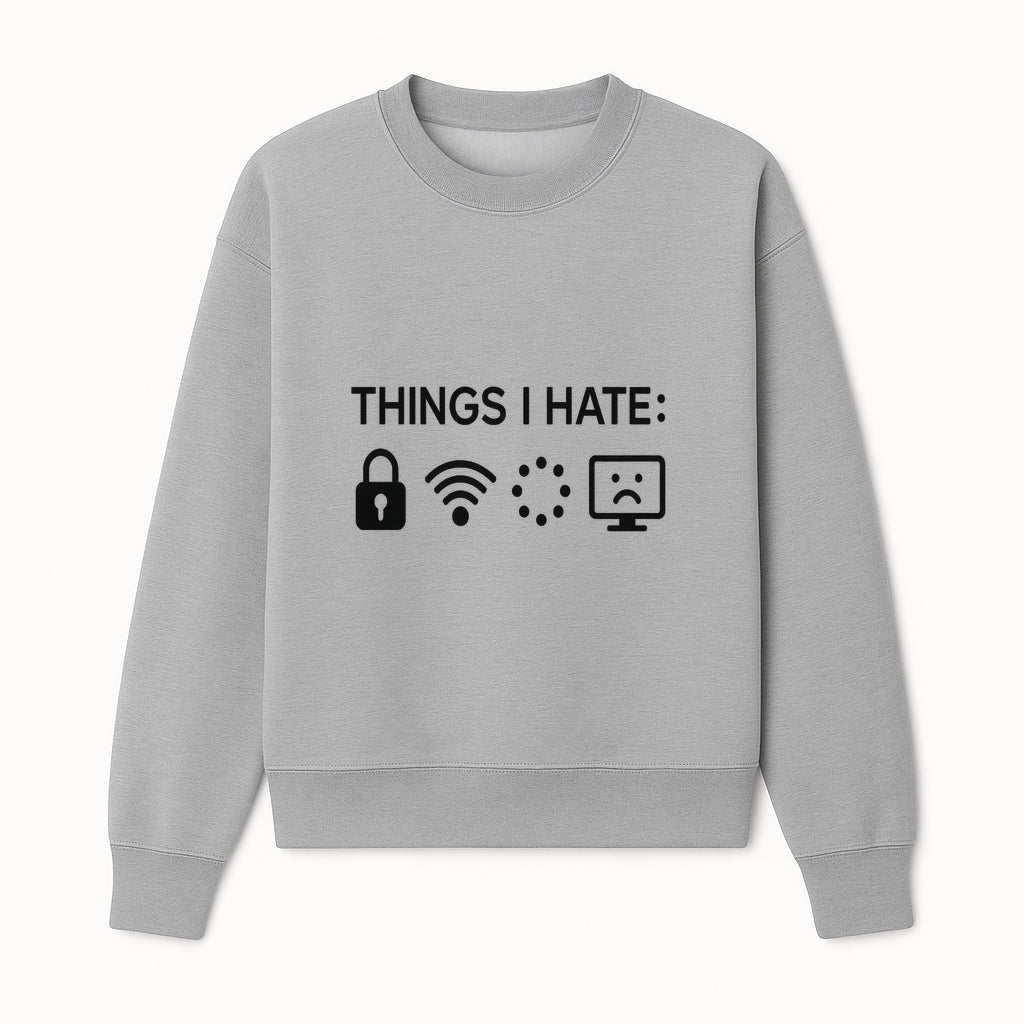 Funny Wall Art Poster - 'Things I Hate' with Icons of Lock, WiFi, Loading, and Sad Computer - Home Decor Print - Sweatshirt 1758004730371.jpg
