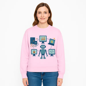 AI Robot Technology Illustration for Data Security, Analytics, and Coding - Digital Art Print for Tech Enthusiasts - Sweatshirt 1758004731234.jpg