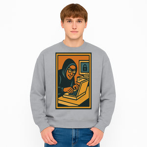 Cybersecurity Art Print - Hacker with Computer and Lock Design - Digital Security Wall Decor - Retro Illustration - Sweatshirt 1758004731525.jpg