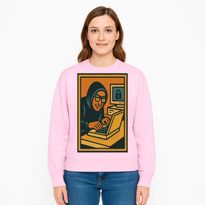 Cybersecurity Art Print - Hacker with Computer and Lock Design - Digital Security Wall Decor - Retro Illustration - Sweatshirt 1758004731687.jpg