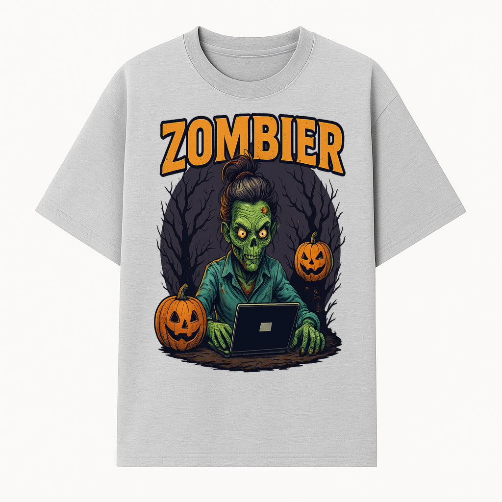 Zombie Gamer Graphic Tee - Halloween Costume Shirt with Spooky Pumpkins and Eerie Design for Men and Women - T-shirt 1758004735715.jpg