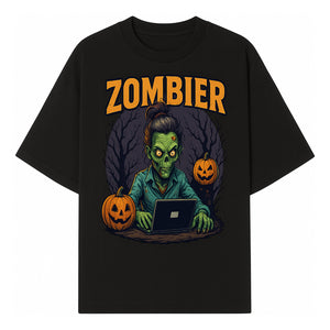 Zombie Gamer Graphic Tee - Halloween Costume Shirt with Spooky Pumpkins and Eerie Design for Men and Women - T-shirt 1758004735874.jpg