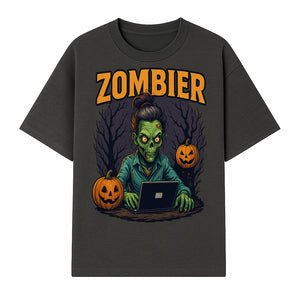 Zombie Gamer Graphic Tee - Halloween Costume Shirt with Spooky Pumpkins and Eerie Design for Men and Women - T-shirt 1758004736046.jpg