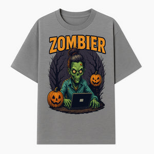 Zombie Gamer Graphic Tee - Halloween Costume Shirt with Spooky Pumpkins and Eerie Design for Men and Women - T-shirt 1758004736356.jpg