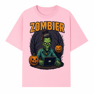 Zombie Gamer Graphic Tee - Halloween Costume Shirt with Spooky Pumpkins and Eerie Design for Men and Women - T-shirt 1758004736660.jpg