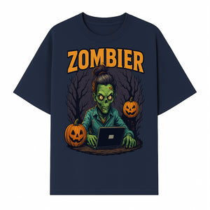 Zombie Gamer Graphic Tee - Halloween Costume Shirt with Spooky Pumpkins and Eerie Design for Men and Women - T-shirt 1758004737049.jpg