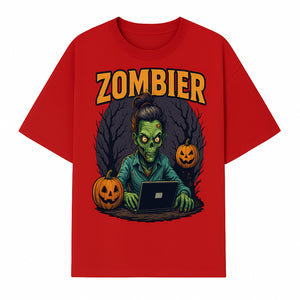 Zombie Gamer Graphic Tee - Halloween Costume Shirt with Spooky Pumpkins and Eerie Design for Men and Women - T-shirt 1758004737231.jpg