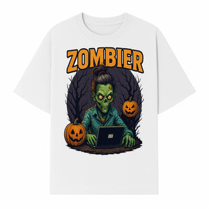 Zombie Gamer Graphic Tee - Halloween Costume Shirt with Spooky Pumpkins and Eerie Design for Men and Women - T-shirt 1758004737571.jpg