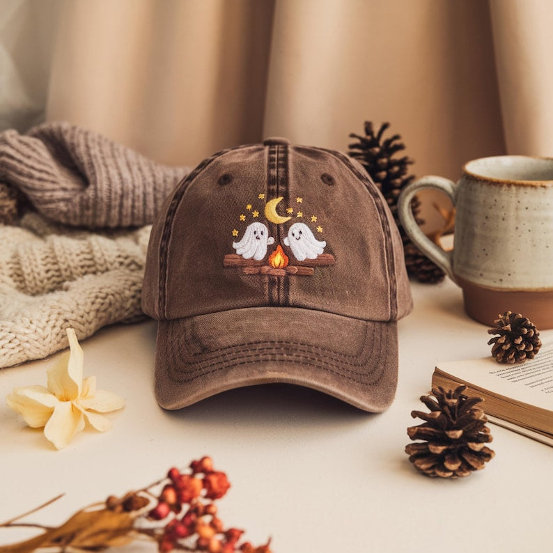 Embroidered Cute Ghosts Camping Embroidered Washed Hat Spooky Season Outdoors Gifts Halloween Vintage Embroidery Cap 1758016995427.jpg