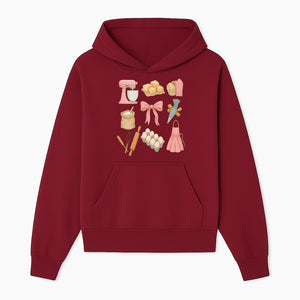Baking Essentials Illustration - Mixer, Eggs, Sugar, Apron, Whisk - Kitchen Decor for Bakers and Home Chefs, Cute Art Print - Hoodie 1758181698767.jpg