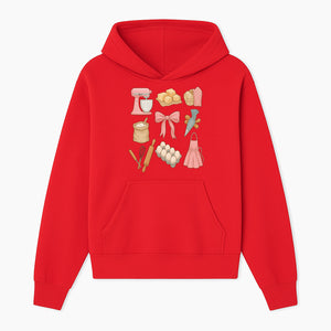 Baking Essentials Illustration - Mixer, Eggs, Sugar, Apron, Whisk - Kitchen Decor for Bakers and Home Chefs, Cute Art Print - Hoodie 1758181699038.jpg