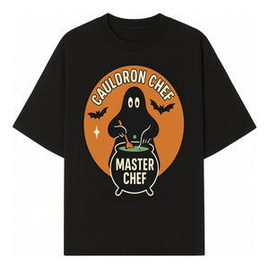 Halloween Cauldron Chef Master Chef Art Print, Spooky Kitchen Decor, Witch Cooking Design, Trick or Treat Gift for Cooks - T-shirt 1758181699665.jpg