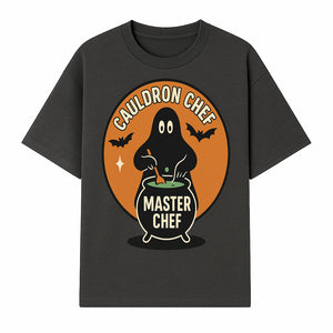Halloween Cauldron Chef Master Chef Art Print, Spooky Kitchen Decor, Witch Cooking Design, Trick or Treat Gift for Cooks - T-shirt 1758181699821.jpg