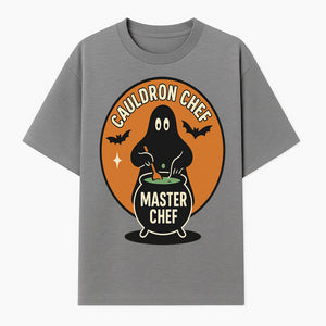 Halloween Cauldron Chef Master Chef Art Print, Spooky Kitchen Decor, Witch Cooking Design, Trick or Treat Gift for Cooks - T-shirt 1758181700133.jpg