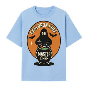 Halloween Cauldron Chef Master Chef Art Print, Spooky Kitchen Decor, Witch Cooking Design, Trick or Treat Gift for Cooks - T-shirt 1758181700292.jpg