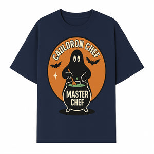 Halloween Cauldron Chef Master Chef Art Print, Spooky Kitchen Decor, Witch Cooking Design, Trick or Treat Gift for Cooks - T-shirt 1758181700697.jpg