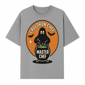 Halloween Cauldron Chef Master Chef Art Print, Spooky Kitchen Decor, Witch Cooking Design, Trick or Treat Gift for Cooks - T-shirt 1758181700977.jpg