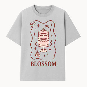 Blossom Cake Design Wall Art - Cute Cherry Decor, Bakery Theme, Pastry Illustration, Kitchen Decoration, Sweet Treats Print - T-shirt 1758181701449.jpg