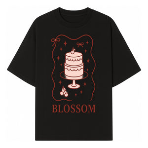 Blossom Cake Design Wall Art - Cute Cherry Decor, Bakery Theme, Pastry Illustration, Kitchen Decoration, Sweet Treats Print - T-shirt 1758181701593.jpg