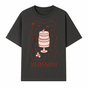 Blossom Cake Design Wall Art - Cute Cherry Decor, Bakery Theme, Pastry Illustration, Kitchen Decoration, Sweet Treats Print - T-shirt 1758181701724.jpg