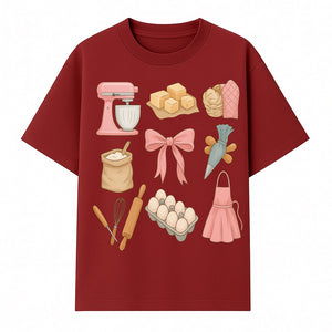 Baking Essentials Illustration - Mixer, Eggs, Sugar, Apron, Whisk - Kitchen Decor for Bakers and Home Chefs, Cute Art Print - T-shirt 1758181701728.jpg