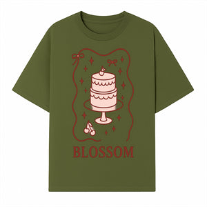 Blossom Cake Design Wall Art - Cute Cherry Decor, Bakery Theme, Pastry Illustration, Kitchen Decoration, Sweet Treats Print - T-shirt 1758181701863.jpg
