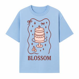Blossom Cake Design Wall Art - Cute Cherry Decor, Bakery Theme, Pastry Illustration, Kitchen Decoration, Sweet Treats Print - T-shirt 1758181702223.jpg