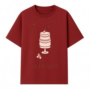 Blossom Cake Design Wall Art - Cute Cherry Decor, Bakery Theme, Pastry Illustration, Kitchen Decoration, Sweet Treats Print - T-shirt 1758181702528.jpg