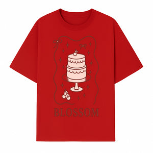 Blossom Cake Design Wall Art - Cute Cherry Decor, Bakery Theme, Pastry Illustration, Kitchen Decoration, Sweet Treats Print - T-shirt 1758181702825.jpg
