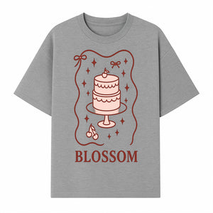 Blossom Cake Design Wall Art - Cute Cherry Decor, Bakery Theme, Pastry Illustration, Kitchen Decoration, Sweet Treats Print - T-shirt 1758181702968.jpg