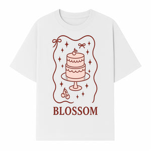 Blossom Cake Design Wall Art - Cute Cherry Decor, Bakery Theme, Pastry Illustration, Kitchen Decoration, Sweet Treats Print - T-shirt 1758181703116.jpg