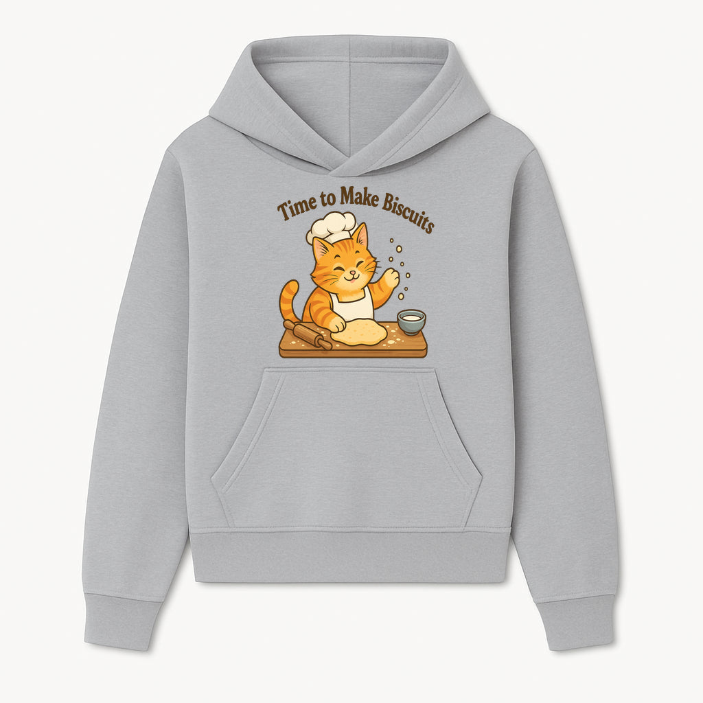 Cute Cat Chef Baking Biscuits Print, Time to Make Biscuits Kitchen Wall Art, Whimsical Cat Decor for Pet Lovers - Hoodie 1758181703171.jpg