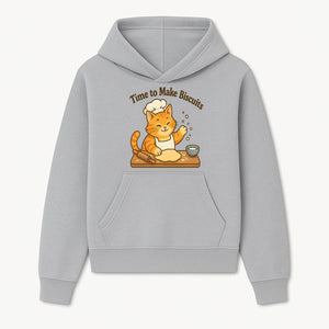Cute Cat Chef Baking Biscuits Print, Time to Make Biscuits Kitchen Wall Art, Whimsical Cat Decor for Pet Lovers - Hoodie 1758181703171.jpg