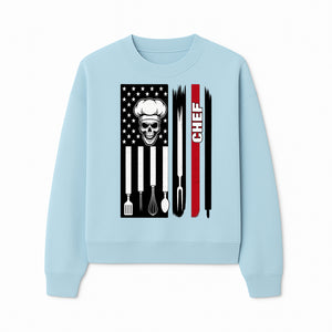 Skull Chef American Flag Design T-Shirt | Cool Culinary Graphic Tee for Chefs | Unique Chef Gift Idea - Sweatshirt 1758181703599.jpg